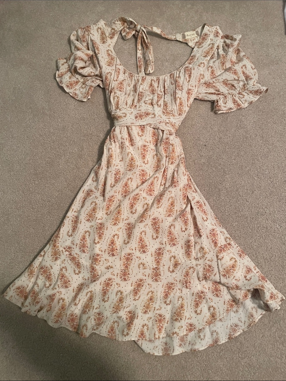 Altar'd State Ivory Mini Dress with Rust Floral Print